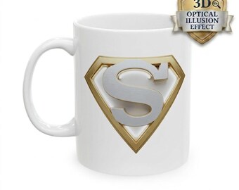 Gold Shield Crest 3D Illusion hero Coffe Mug | Heraldic Emblem Ceramic Mug