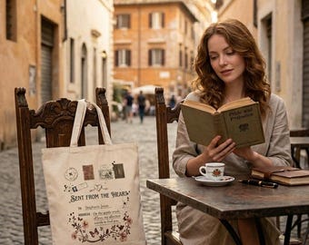 Custom Love Letter Tote Bag, Personalized Vintage Message Postal Tote