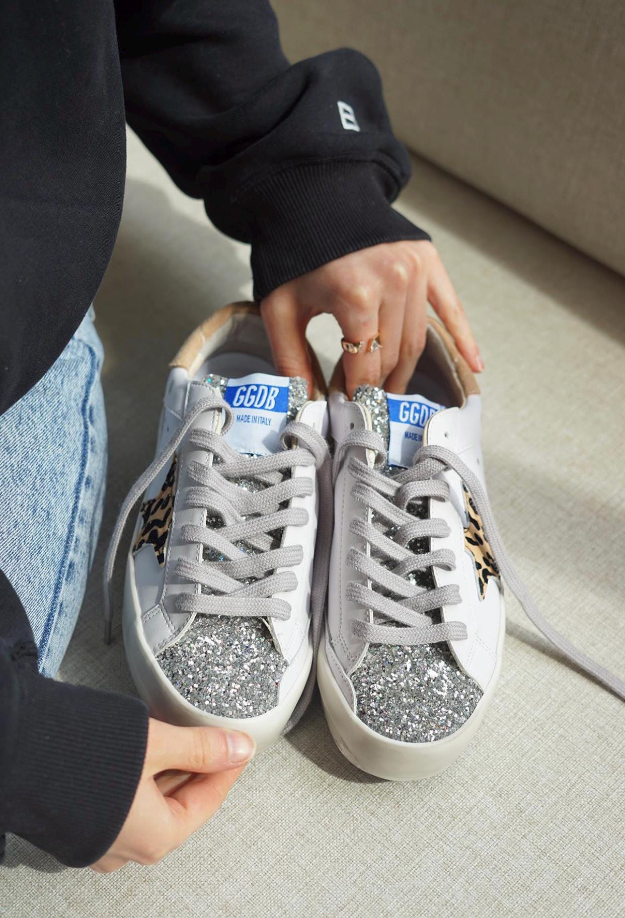 スニーカー GOLDEN  DELUXE BRAND SUPER-STAR SNEAKERS IN SMOOTH LEAT Golden Goose Woman White Super-star Sneakers With Leopard
