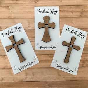 Wooden Cross Pocket Hug, Small Cross Faith Gift, Inspirational Wooden Cross, Christian Gift, Spiritual Keepsake, Religious Ornament