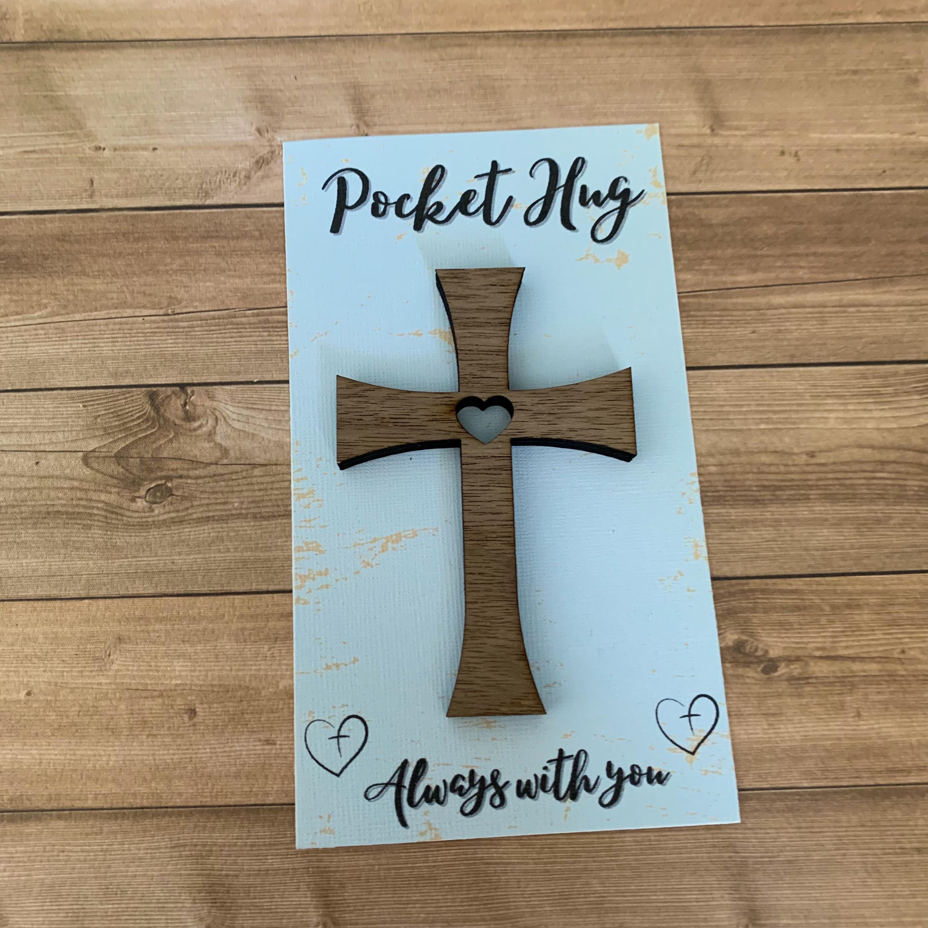 Wooden Cross Pocket Hug, Small Cross Faith Gift, Inspirational Wooden ...