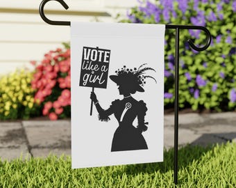 Suffragette VOTE LIKE A GIRL Garden Flag - Women's Rights 1920 Tribute Vote Election Rally | 12" x 18" | Poly Poplin-Canvas | Free Shipping