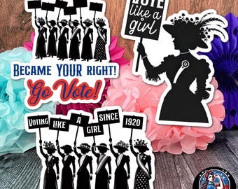Empowering Suffragette Vinyl Stickers: Celebrate Women's Right to Vote l Feminist Rock the Vote America | Waterproof Vinyl | Free Shipping