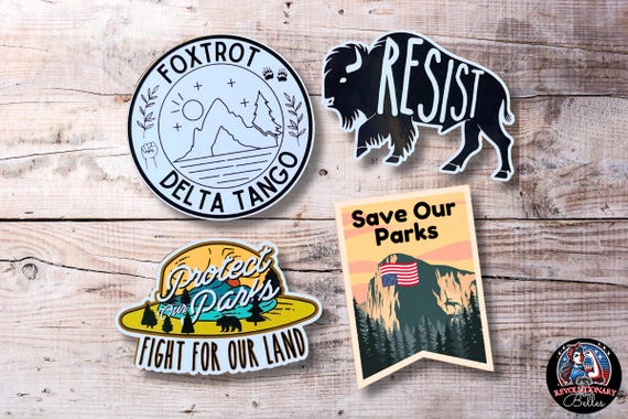 Save Our Parks Stickers | 4 Vinyl Stickers | National Park Conservation | FDT Foxtrot Delta Tango Great Gift Stocking Stuffer Free Shipping