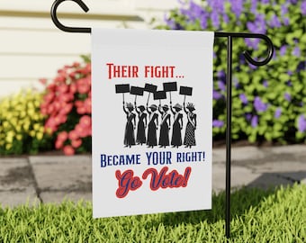 Suffragette Silhouette 'Their Fight, Your Right'  Garden Flag Women's Rights Vote Election | 12" x 18" | Poly Poplin-Canvas | Free Shipping