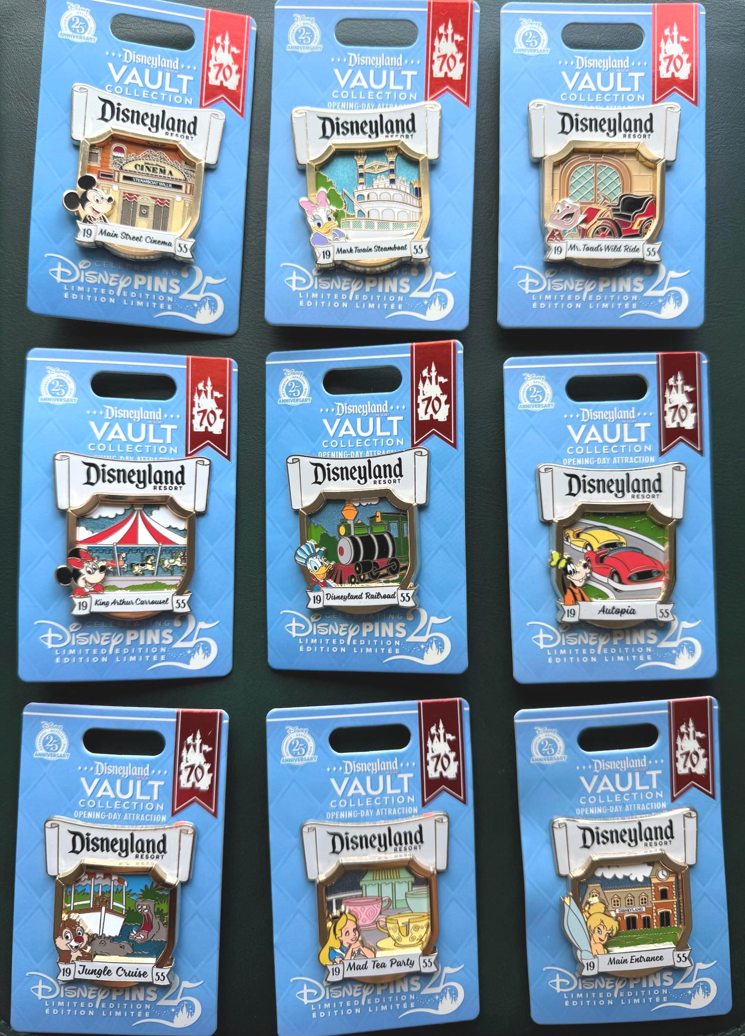 Disneyland Vault Collection 70th Anniversary Pin Set | LE 4000
