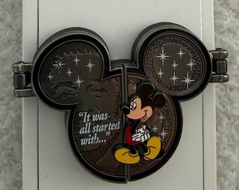 Disney Parks Mickey & Walt Hinged Pin – “It Was All Started With…” – Sealed on Card