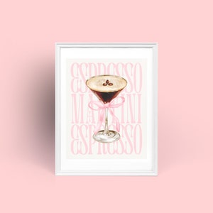 Wydruk Espresso Martini | Znak Signature Drink | Dekoracja pokoju Coquette | Modna sztuka ścienna