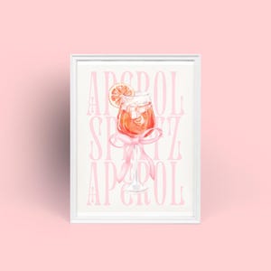 Aperol Spritz Print | Signature Drink Sign | Dekoracja pokoju Coquette | Modna sztuka ścienna | Sztuka ścienna Bow