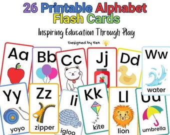 Alphabet Flashcards for Kids | Kids Educational Flashcards | Homeschooling Resources | Montessori-Inspired Learning | Nursery Gifts