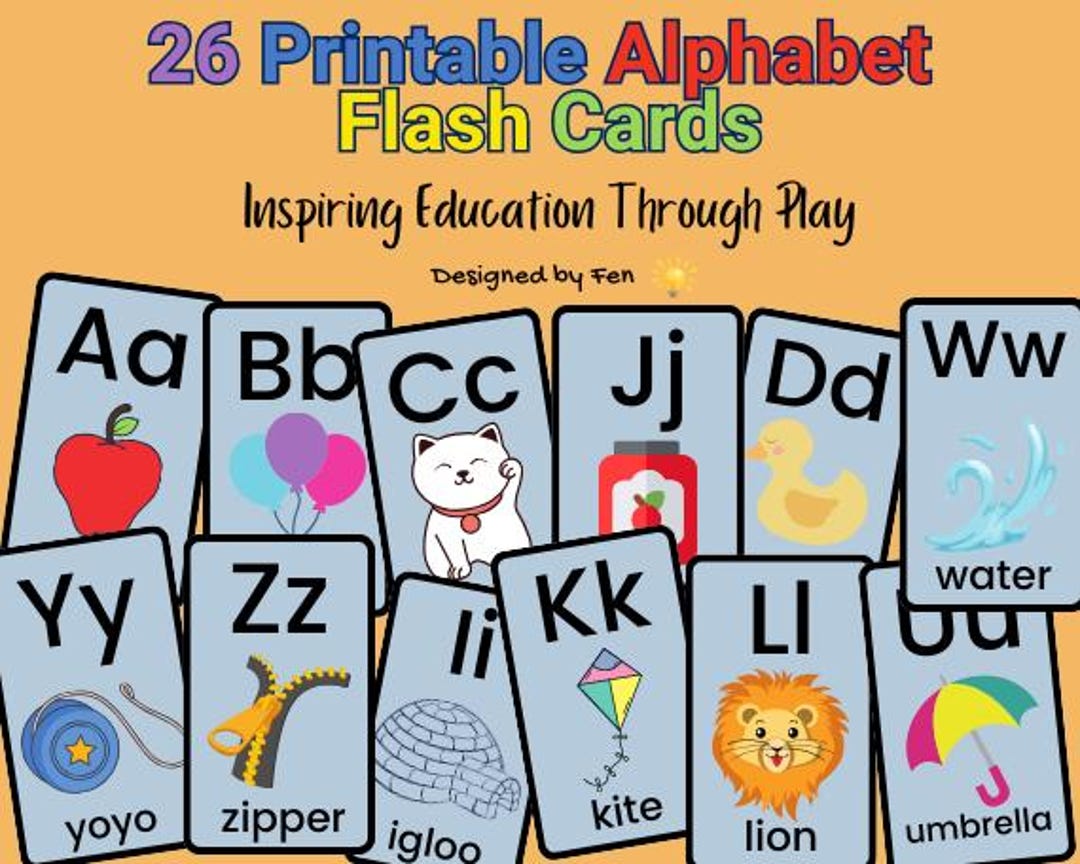 ABC Flash Cards for Kids Printable Alphabet Flashcards Toddler Gift ABC Flash Cards for Kids Printable Alphabet Flashcards Toddler Gift