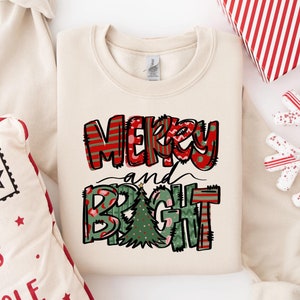 Merry and Bright Sweatshirt, Christmas Shirts, Family Christmas Hoodies, Merry Christmas Sweatshirt, Christmas Sweatshirts for Women