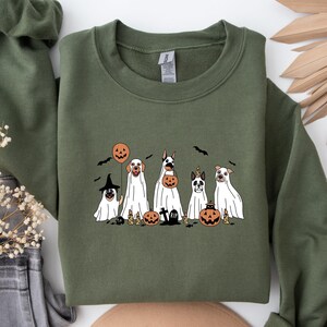 Halloween Sweatshirt, Halloween Sweater,2024 Happy Halloween, Retro Spooky Season, Halloween Dog Sweatshirt,Ghost Sweatshirt,Ghost Dog Shirt