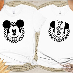 Retro Disney Shirts, Mickey Checkered Shirt, Disney Family Shirts, Minnie Mouse Tees, Disney Tee, Disneyworld Shirts, Disneyland