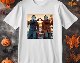 Michael and Jason Heart Hands Shirt / 90s Horror Movie Shirt / Funny Halloween Shirt / Horror Movie Shirt / Halloween Gifts / Gift For Her