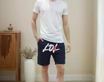 Men's Cotton Graphic Shorts: Relaxed Fit Drawstring Gym & Lounge Wear
