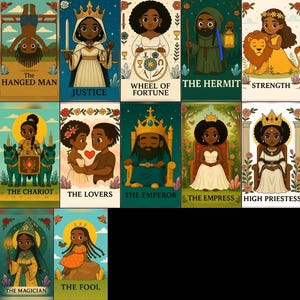 Mini Melanin Major Arcana Tarot Deck (Printable) 22 Card Digital Download | Instant Download PDF