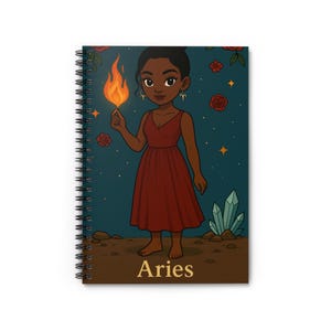 Aries Zodiac Journal- Mini Melanin Collection- 6x8 Spiral Notebook - Ruled Line