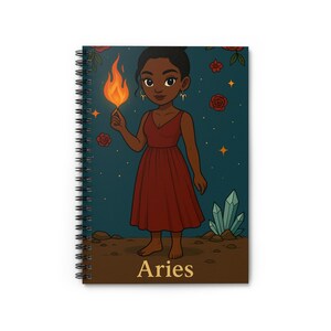 Diário do Zodíaco de Áries - Coleção Mini Melanina - Caderno Espiral 6x8 - Linha Pautada