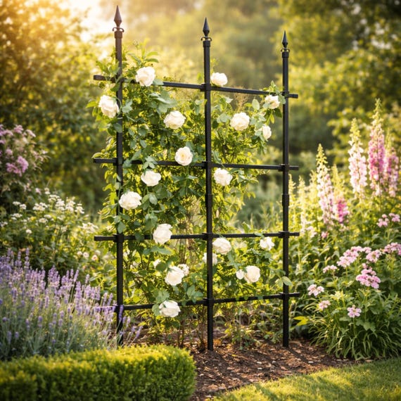 Metal Garden Trellis: Weatherproof Climbing Plant Support, Privacy Screen -  Etsy