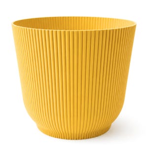 Modern Ribbed Indoor & Outdoor Plant Pot 25cm, 30cm, 37cm Yellow – Large Planter and Flowerpot for Houseplants, Patio, Home Decor, Monstera