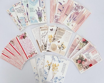 Set of 4, Handmade botanical vintage floral mini notecard / Mini Kraft Envelope / envelope sticker / small greeting card / gift insert notes