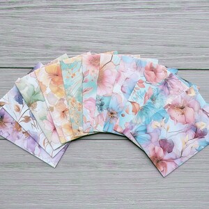Set of 12 Assorted Pattern Mini Envelope / 8cm x 10.7cm / Water color painting floral Themed Envelopes / handmade Envelope / Gift Idea