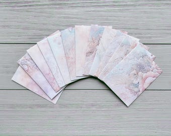 Set di 12 mini buste con motivi assortiti / 8 cm x 10,7 cm / Buste fatte a mano con tema classico romantico floreale e pizzo / Scrapbooking / Idea regalo