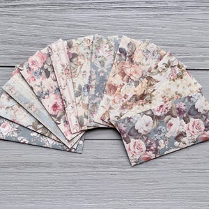 Set of 12 Assorted Pattern Mini Envelope / 7cm x 12cm / Classic Vintage Floral Themed handmade Envelope / Scrapbooking / Gift Idea