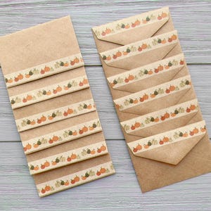 Brown Kraft paper Mini Envelope / 7cm x 10.5cm / Fall Winter Themed washi tape Envelope / Name card envelope/ Scrapbooking / Gift Idea