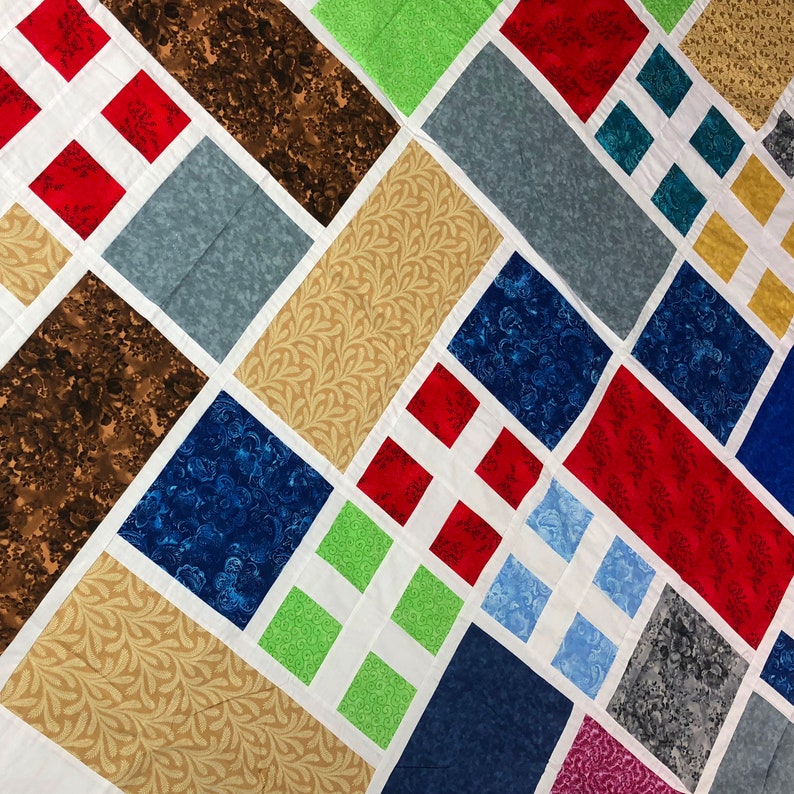 Best Seller QUILT TOP Patchwork Grandma/'s Garden Window Scrap quilt colors