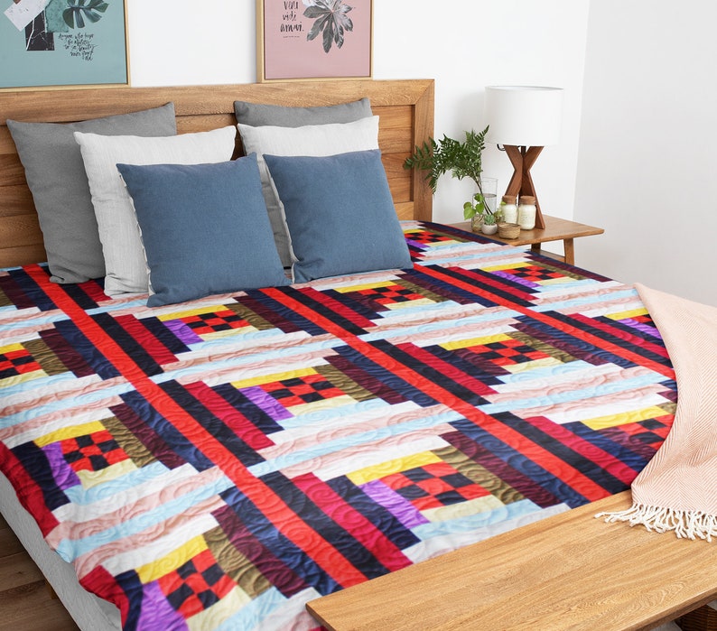 Download Excellent Masculine Look Unique Log Cabin Courthouse Steps Finished Quilt Quilting Art Collectibles Delage Com Br