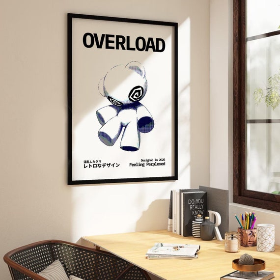 OVERLOAD Bear Poster | futurist art Prints | Trendy Bear Room Decor