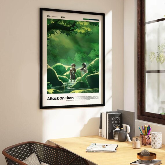 Attack On Titan Poster | Eren Yeager & Mikasa Ackerman | AOT anime gift