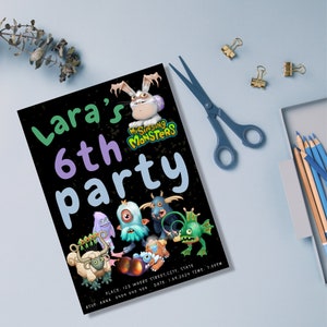 My Singing Monsters Birthday Invite, Boy Birthday, Girl Birthday, Editable Template, email Invite, Instant Download, Monsters