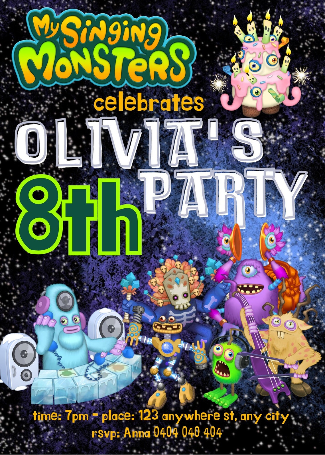 My Singing Monsters Birthday Invite, Boy Birthday, Girl Birthday ...