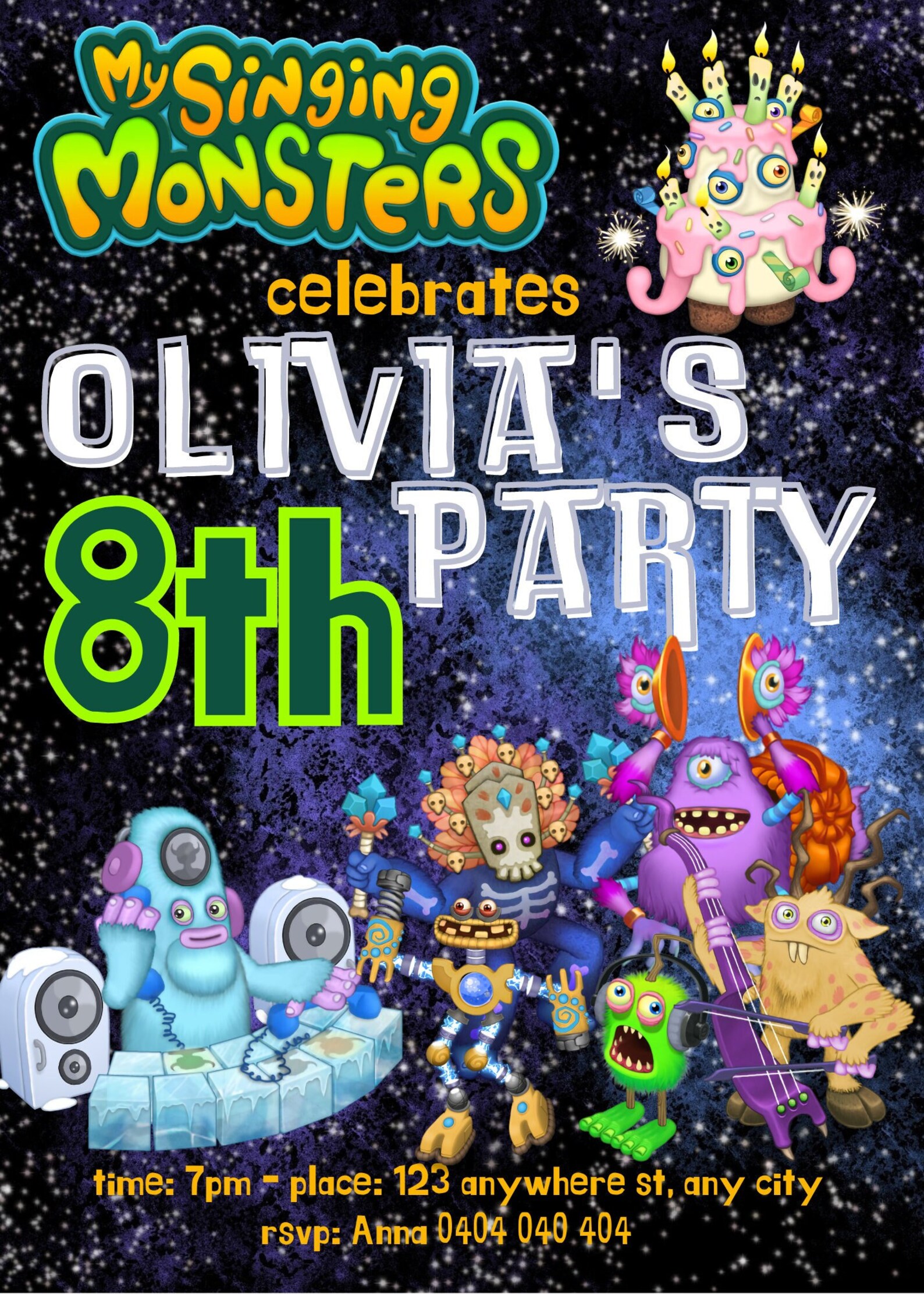 My Singing Monsters Birthday Invite, Boy Birthday, Girl Birthday ...