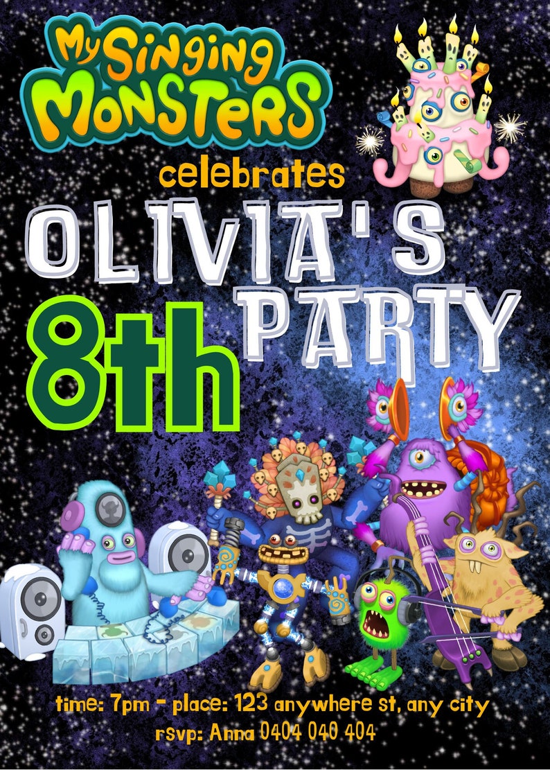 My Singing Monsters Birthday Invite, Boy Birthday, Girl Birthday ...