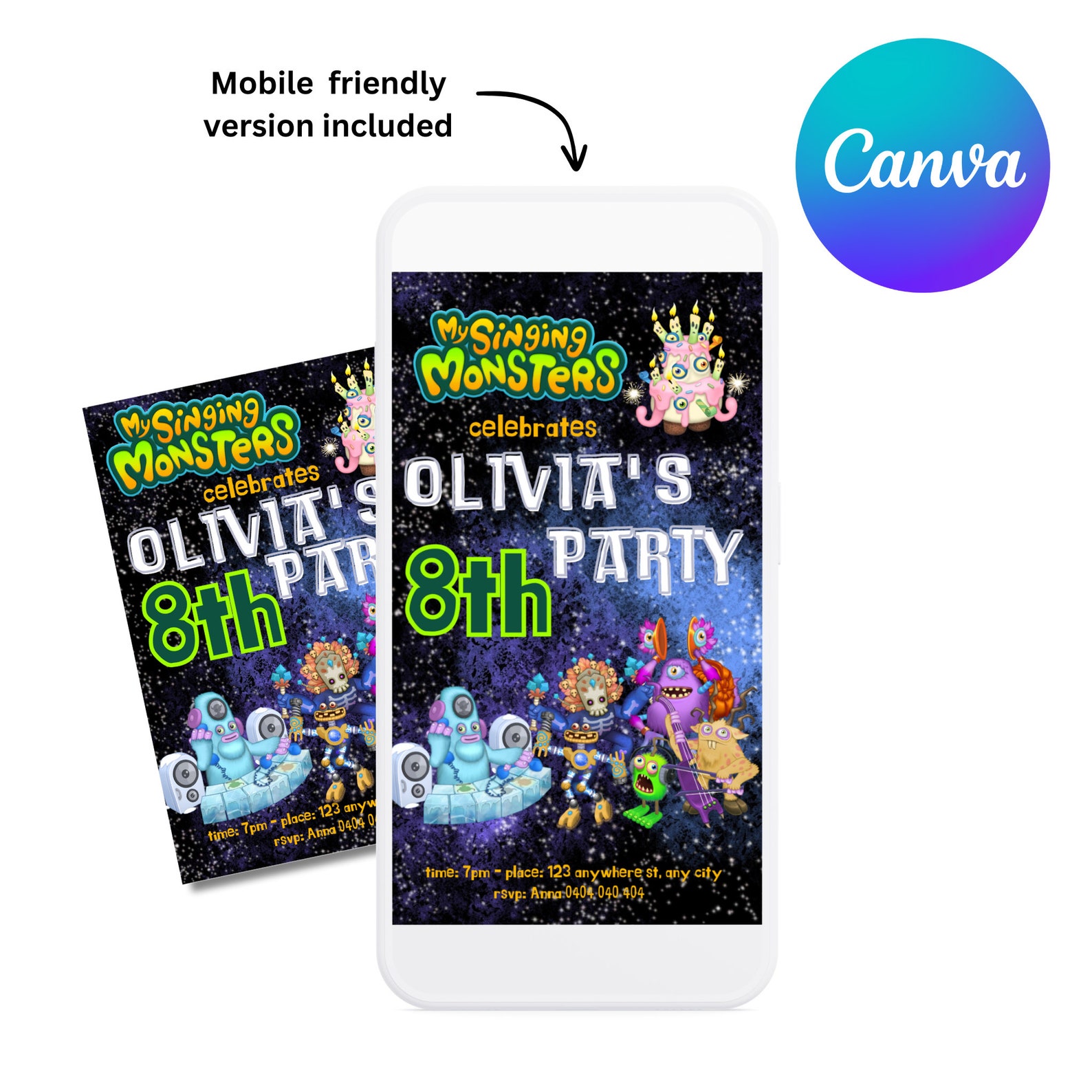 My Singing Monsters Birthday Invite, Boy Birthday, Girl Birthday ...