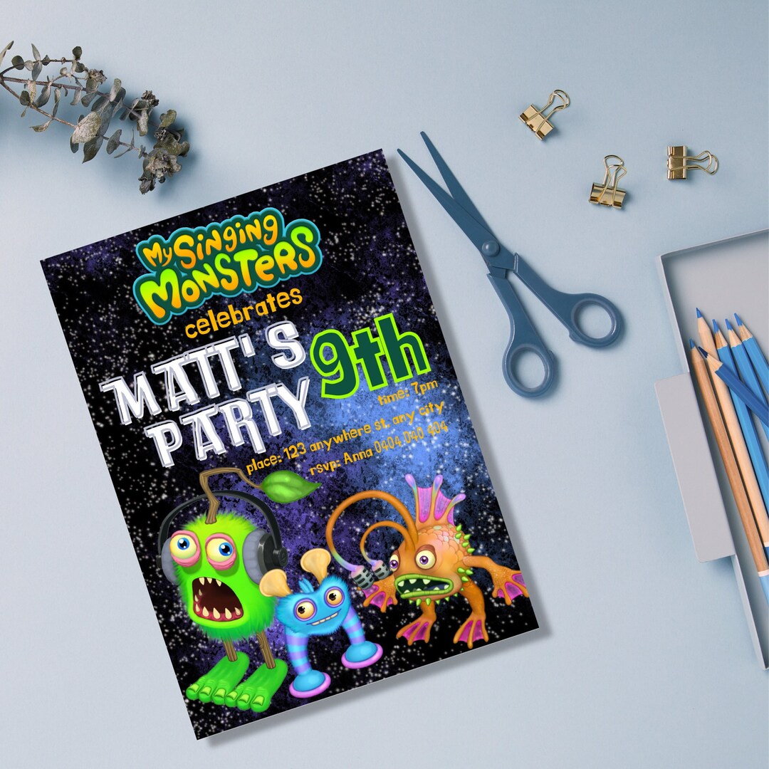 My Singing Monsters Birthday Invite, Boy Birthday, Girl Birthday ...