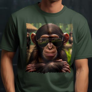 Too Cool Chimpanzee Monkey with Sunglasses Unisex Graphic T-shirt