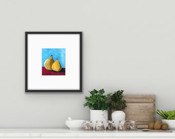 Pears : Canadian abstract wall art, acrylic, fruit painting.