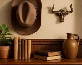 Porte-chapeaux de cow-boy en fonte : crochet Western Longhorn tête de bœuf