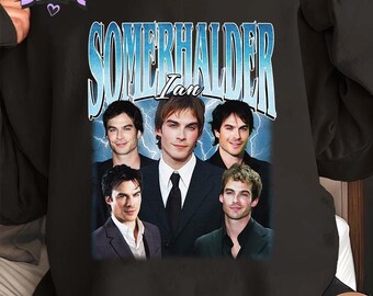 Maglietta unisex vintage bootleg di Ian Somerhalder, maglietta di Salvatore, felpa di Damon Salvatore, regalo per fan di Damon di The Vampire Diares