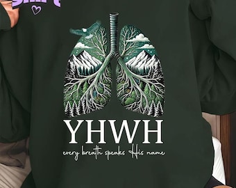 YHWH Lungs Christian Shirt, Christian Shirt, YHWH Breathe, Womens Faith Shirt, Faith Church Apparel Mountains Shirt
