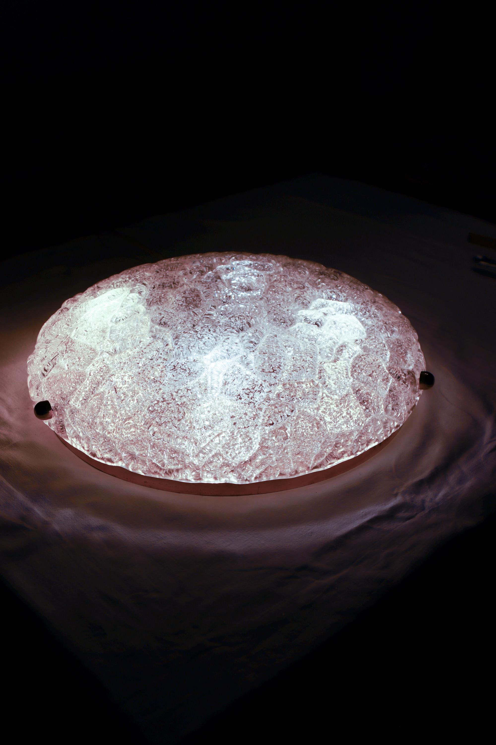 Mid Century Glass Lamp - Hillebrand Ceiling Light 1970s