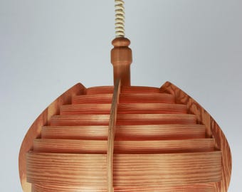 Vintage wooden pendant lamp in the style of Hans-Agne Jakobsson | Scandinavian design | 1970s | Mid-Century Modern