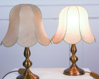 Vintage Cocoon Table Lamps – Set of 2 | Mid-Century Style | Tulip Shape | Brass Base |