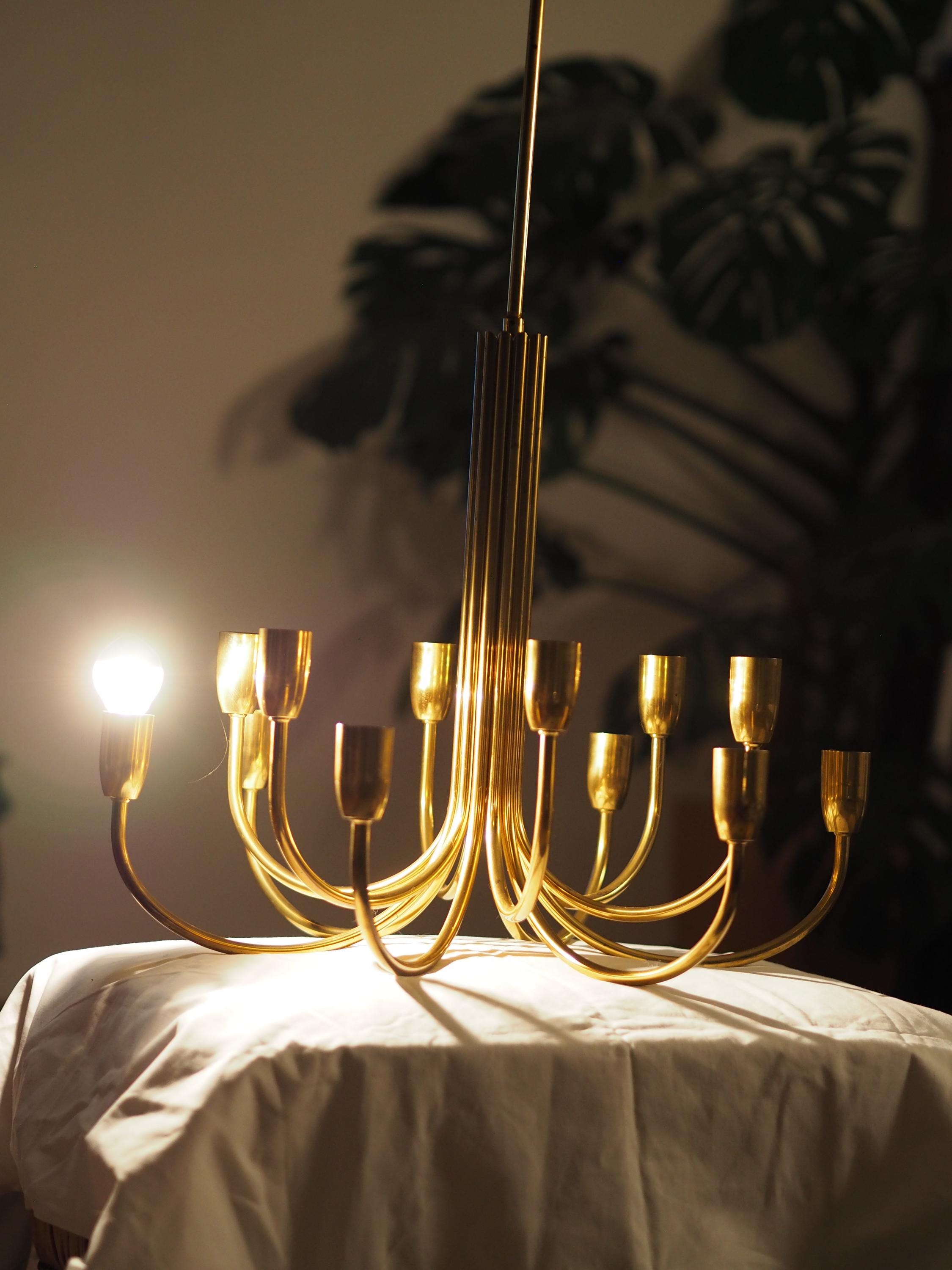 ミッドセンチュリーの真鍮製シャンデリア、1960年代 - イタリア - Etsy