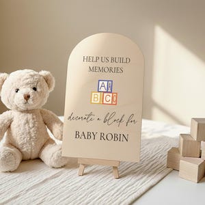 Personalized Decorate a Block Sign, Baby Shower Game Sign, Paint & Play Activity